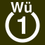 File:White 1 in white circle with Wü above.svg