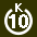 White 10 in white circle with K above.svg