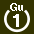 White 1 in white circle with Gu above.svg