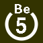 File:White 5 in white circle with Be above.svg
