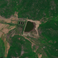 4/6 Dam (waterway=dam) holding back water from a reservoir (Maxar satellite imagery).