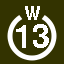 File:White 13 in white circle with W above.svg