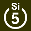 File:White 5 in white circle with Si above.svg