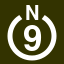 File:White 9 in white circle with N above.svg