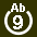 White 9 in white circle with Ab above.svg