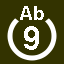 File:White 9 in white circle with Ab above.svg