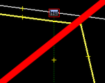 誤: 小道（path: 緑点線）と道路（灰）の交差点にゲート