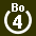 White 4 in white circle with Bo above.svg
