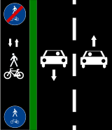 Combined -foot cycle way left Italy.svg