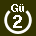 White 2 in white circle with Gü above.svg