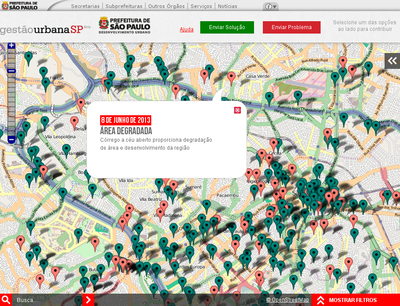 slippy map screenshot of the project “Mapeamento Colaborativo - Gestão Urbana SP” (São Paulo)