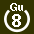 White 8 in white circle with Gu above.svg