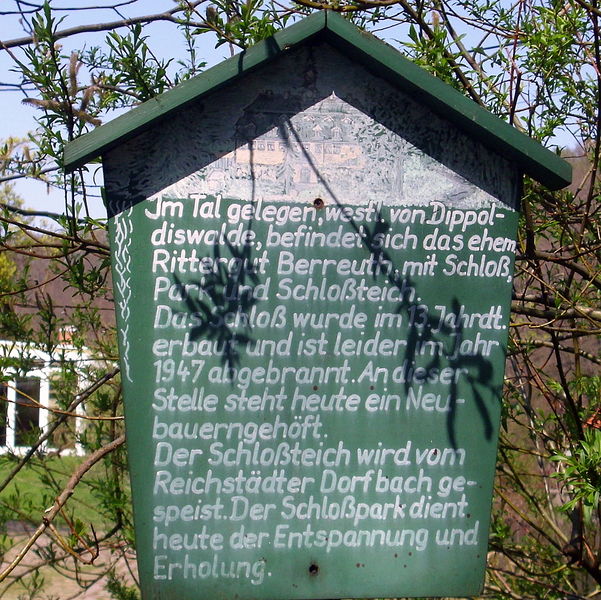 File:Tafel Schlossteich Rittergut Berreuth bei Dippoldiswalde .jpg