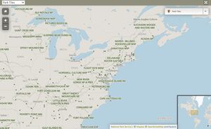 Screenshot of the NPS's map of all national parks and monuments, centered on the Appalachian Trail.