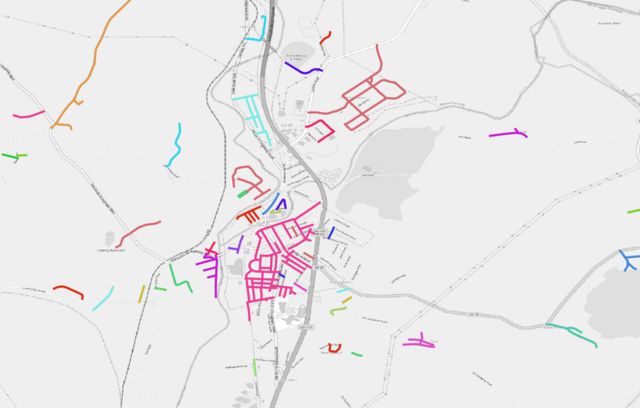 Raw TIGER roads, showing a few clusters