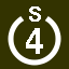 File:White 4 in white circle with S above.svg
