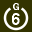 File:White 6 in white circle with G above.svg