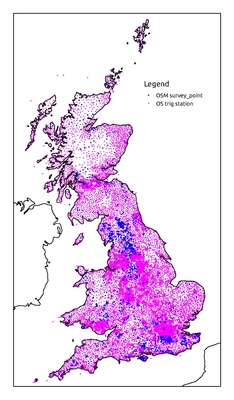 Map of OS trig stations and OSM survey_points