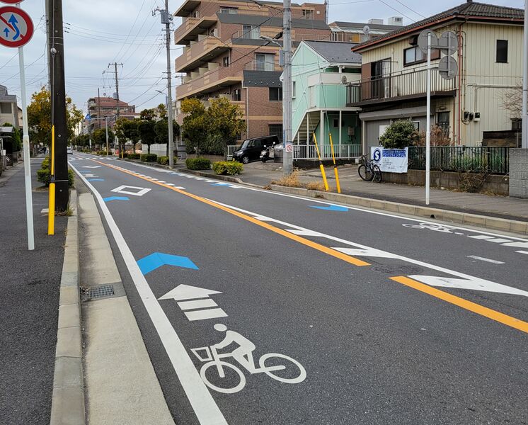 File:Bicycle pictogram on Niihama dori Myoden Ichikawa Japan.jpg