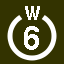 File:White 6 in white circle with W above.svg