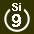 White 9 in white circle with Si above.svg