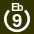 White 9 in white circle with Eb above.svg