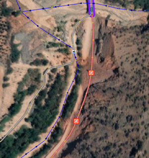 Screenshot from JOSM showing earthquake damage to road and new barrier tags in Morocco