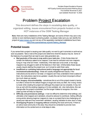 Image of the Problem Project Escalation document