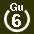 White 6 in white circle with Gu above.svg