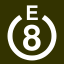 File:White 8 in white circle with E above.svg