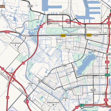 Rendering in OpenStreetMap Americana. Route relations with Netherlands-specific network=* values described on this page are recognised and rendered with actual Dutch road shields.