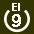 White 9 in white circle with El above.svg