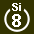 White 8 in white circle with Si above.svg