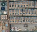 Produtos de chá e chá em uma loja inglesa de chá