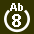White 8 in white circle with Ab above.svg