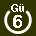 White 6 in white circle with Gü above.svg