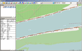 Visualización de pista con etiquetas de progreso y flechas direccionales.