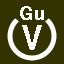 File:White V in white circle with Gu above.svg