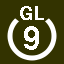 File:White 9 in white circle with GL above.svg