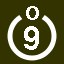 File:White 9 in white circle with O above.svg