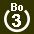 White 3 in white circle with Bo above.svg