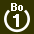 White 1 in white circle with Bo above.svg