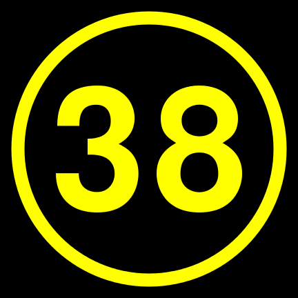File:38 black yellow-round.svg