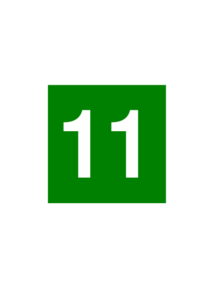 File:Weiße 11 auf grünem Quadrat.svg
