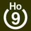 File:White 9 in white circle with Ho above.svg