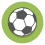 a black and white football on a green background