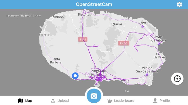Imagens do OpenStreetCam na Ilha Terceira após a visita de estudo