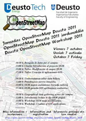 Póster de las Jornadas OpenStreetMap Deusto 2011.