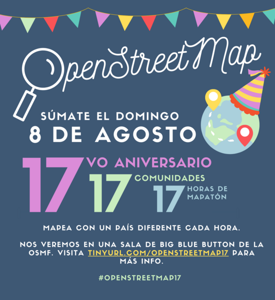 File:OpenStreetMap 17 Birthday Flyer - Español.png